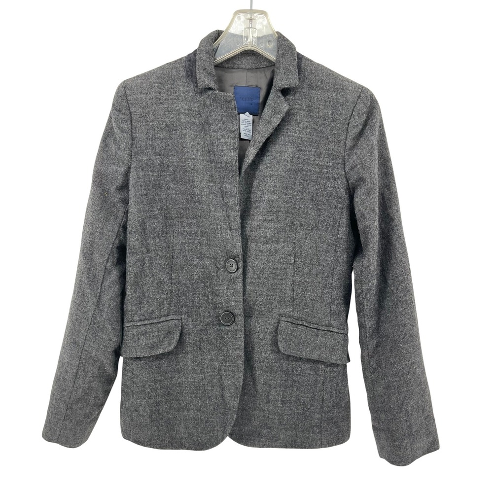 J.Crew Womens Gray Wool Two Button Blazer Jacket Size 8 business casual lined